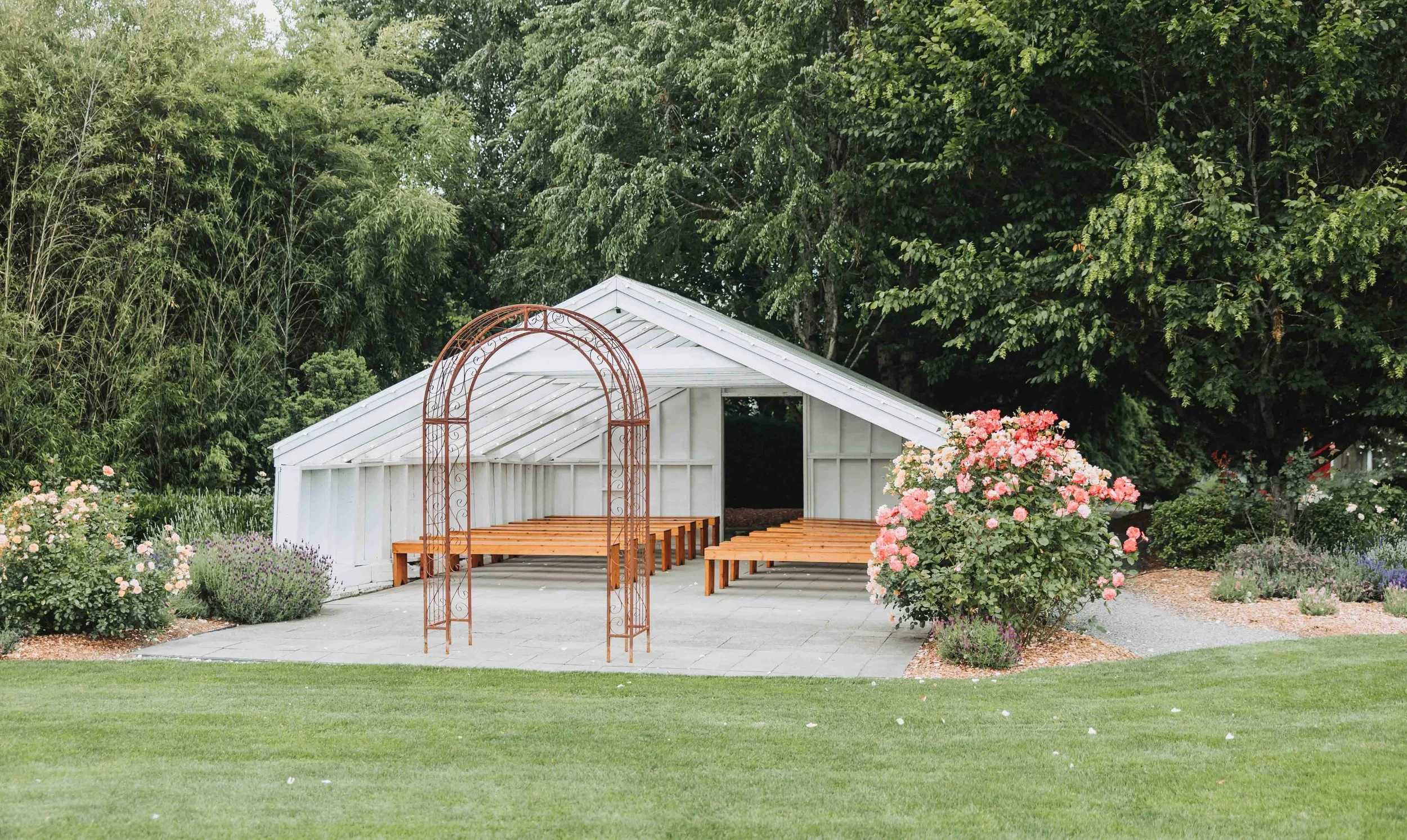  Ceremony Greenhouse for rainy days. Ceremonies are typically held by the lavender fields on a clear day. 