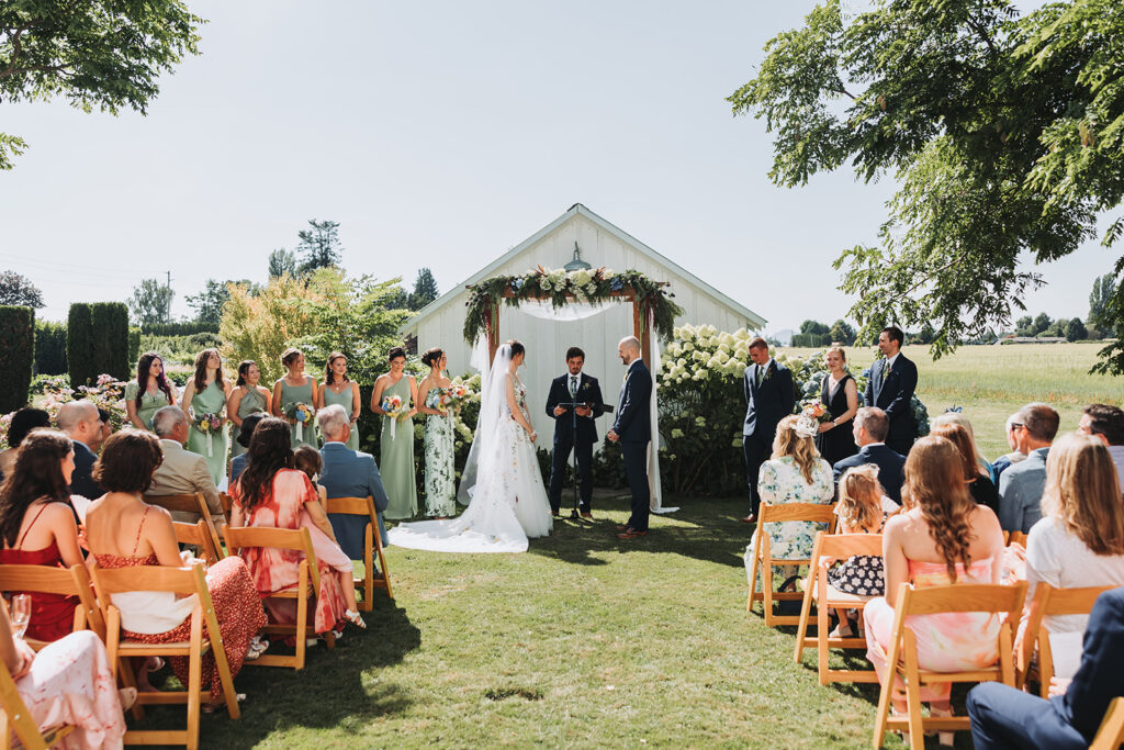 Bride and Groom Ceremony at Santucci Farm in Mount Vernon, WA