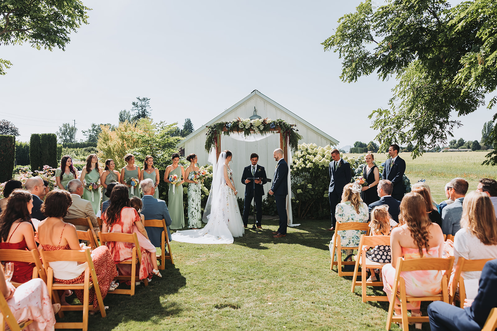 Bride and Groom Ceremony at Santucci Farm in Mount Vernon, WA
