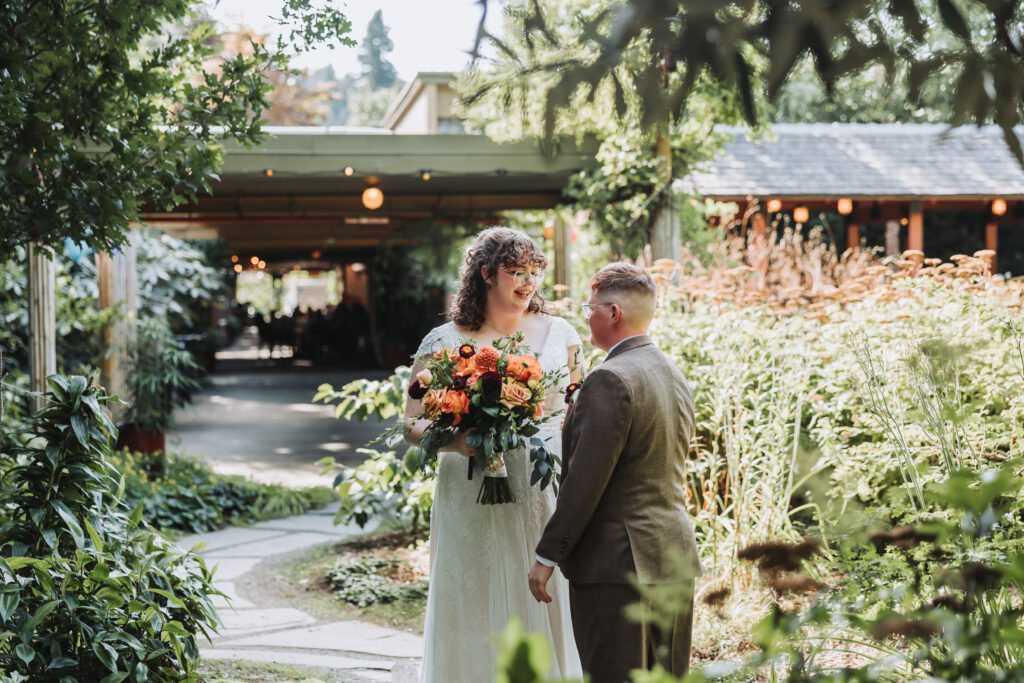 Bride and Groom share a first look at McMenamins Anderson in Bothell, WA