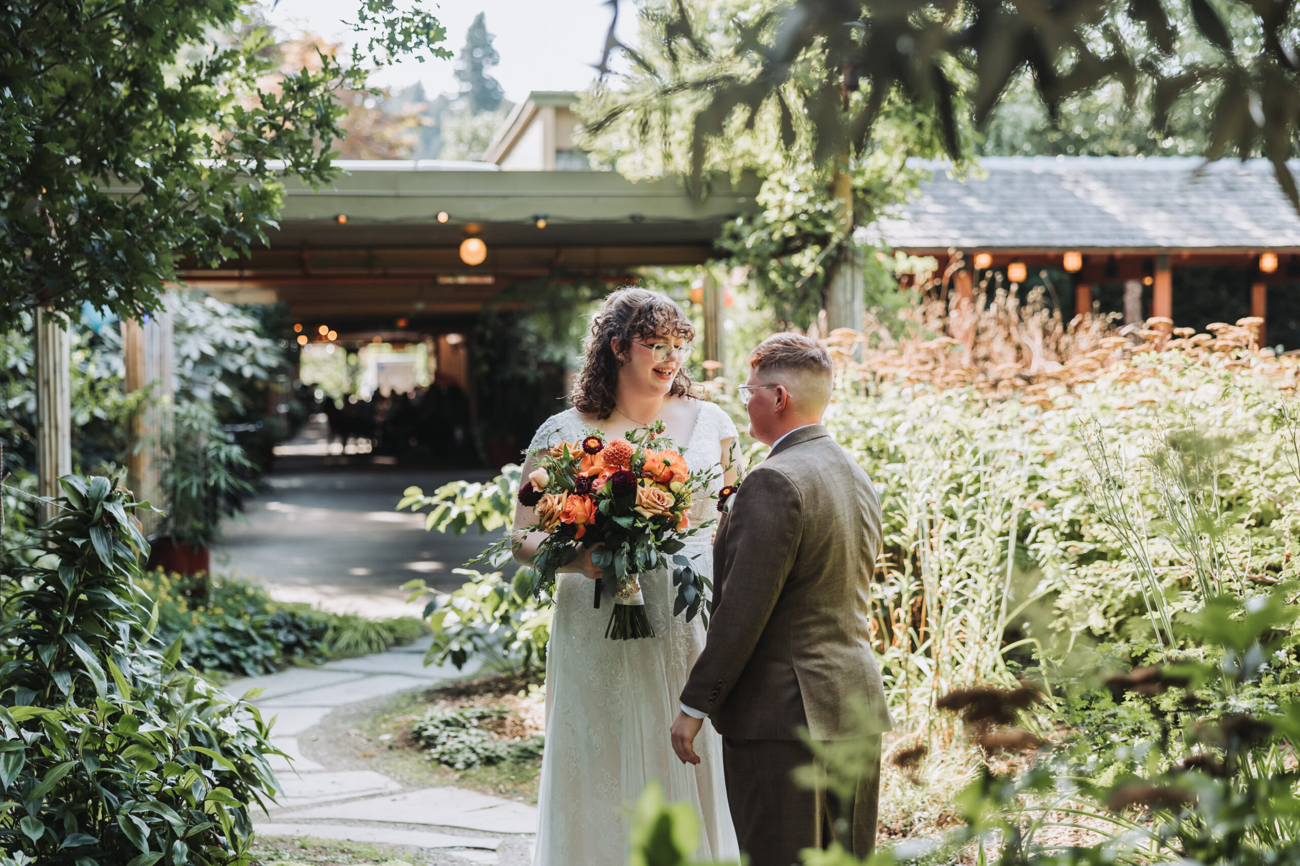 Bride and Groom share a first look at McMenamins Anderson in Bothell, WA