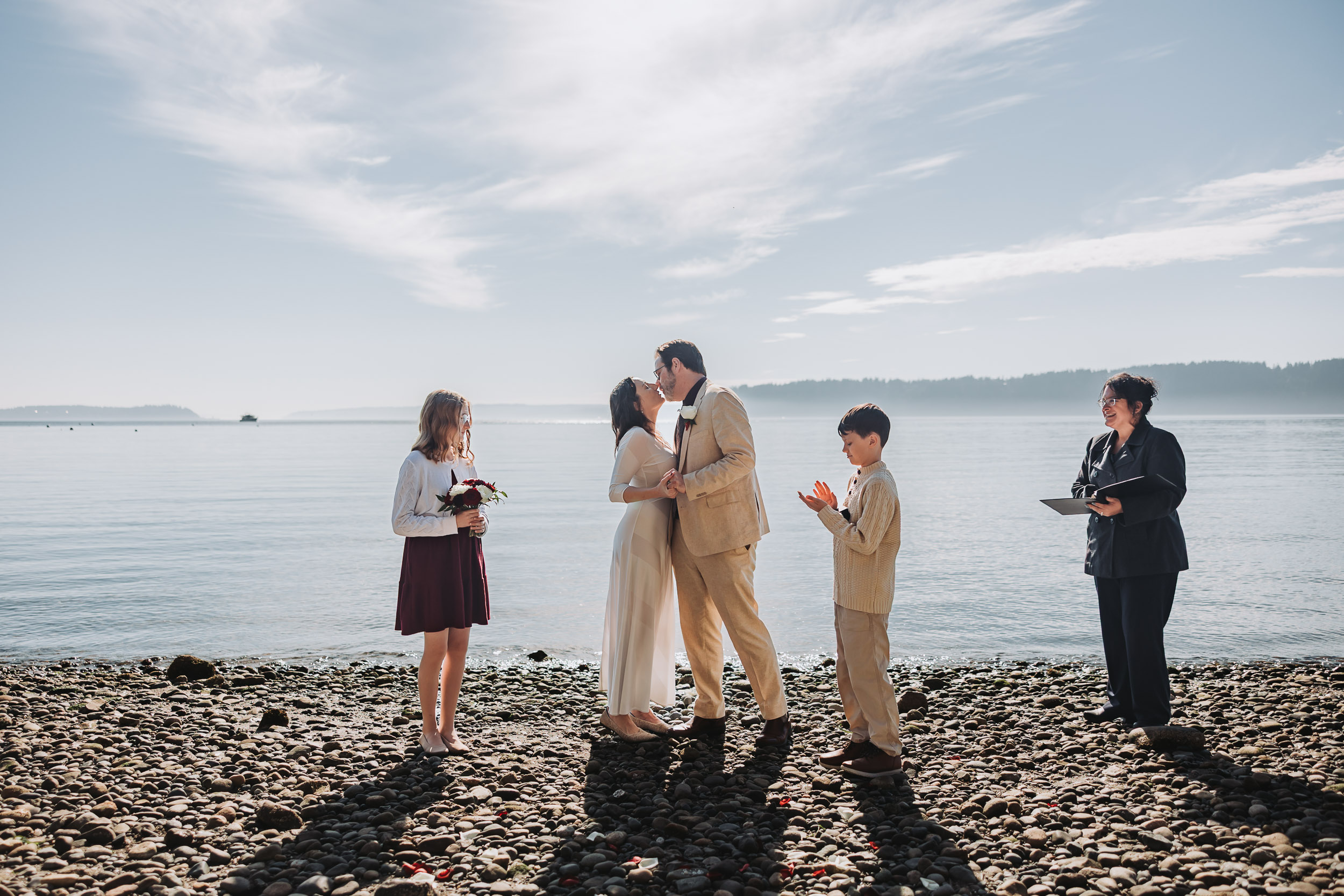 Bride and Groom Eloping on the waterfront at Tulalip Shores